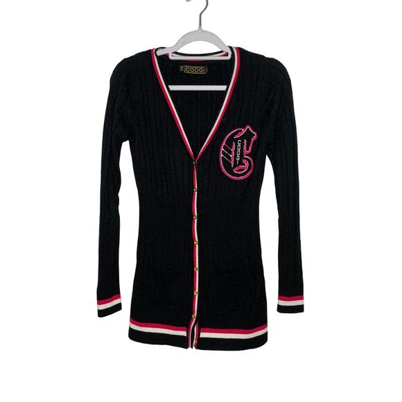 COOGI Vintage Academia Y2K Preppy Cable Knit Cardigan - Picture 1 of 5